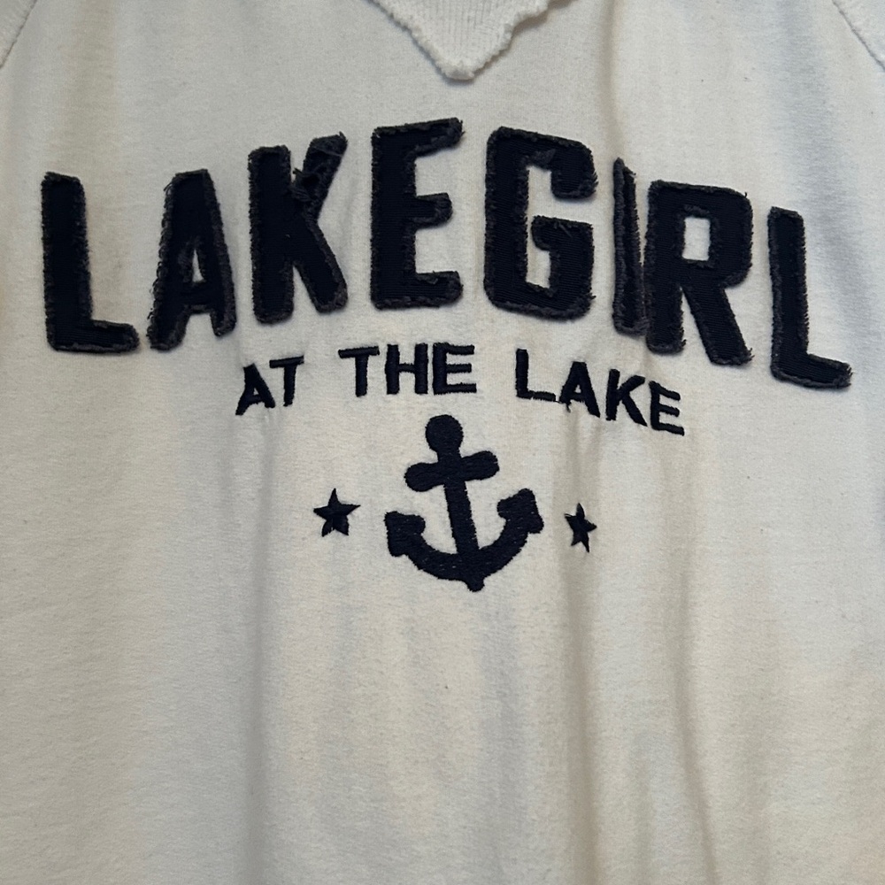 Lakegirl Cotton Hoodie M White Navy Casual Lake Leisure Lounge Gym - Picture 3 of 11